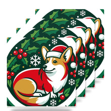 Corgi Christmas Ornament Art ceramic coasters set of 4
