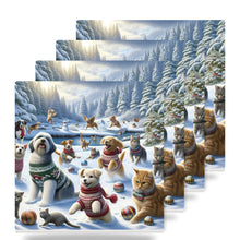 Holiday Sweater Pets ceramic coasters set of 4