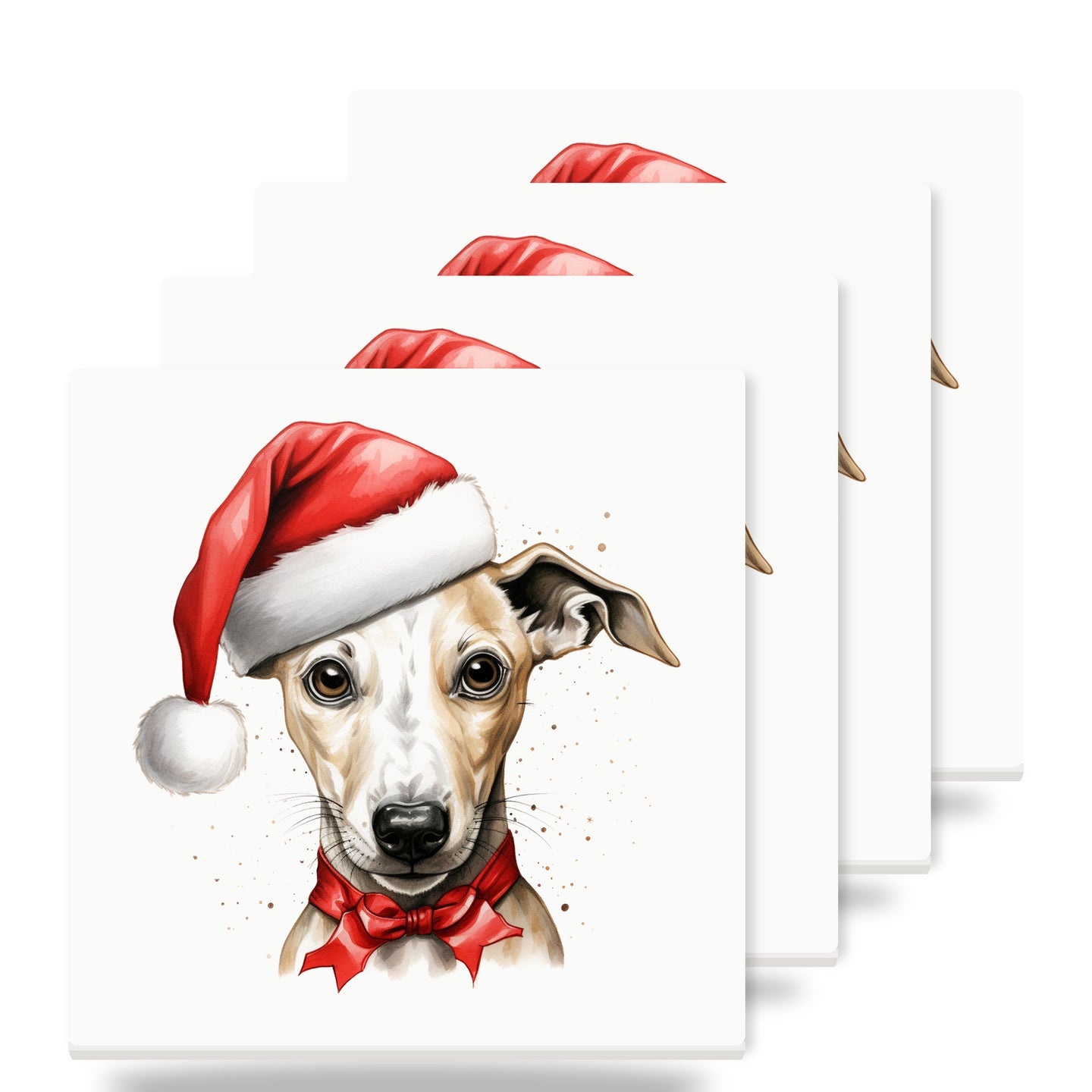 Whippet Puppy Drawing ceramic coasters set of 4