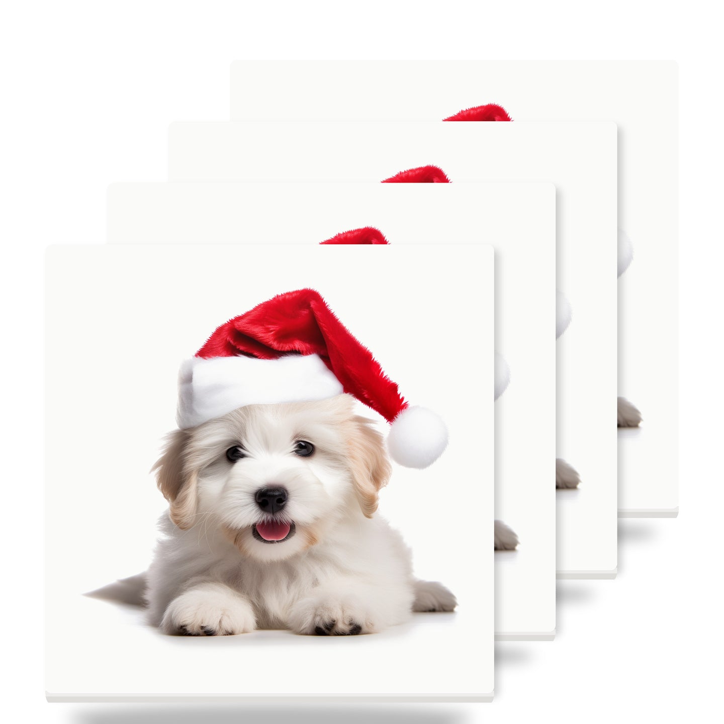 Coton de Tulear Puppy ceramic coasters set of 4