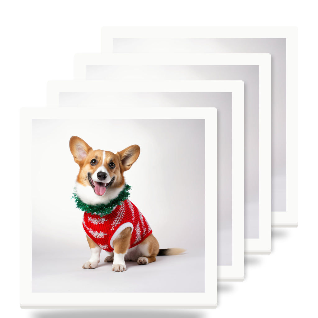 Cardigan Welsh Corgi ceramic coasters set of 4