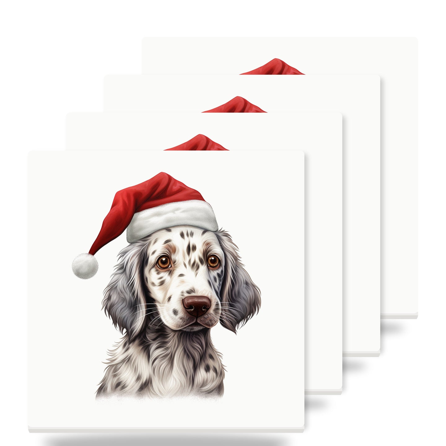 English Setter Puppy Drawing ceramic coasters set of 4