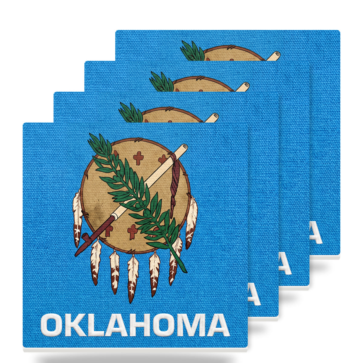 Oklahoma State Flag ceramic coasters set of 4
