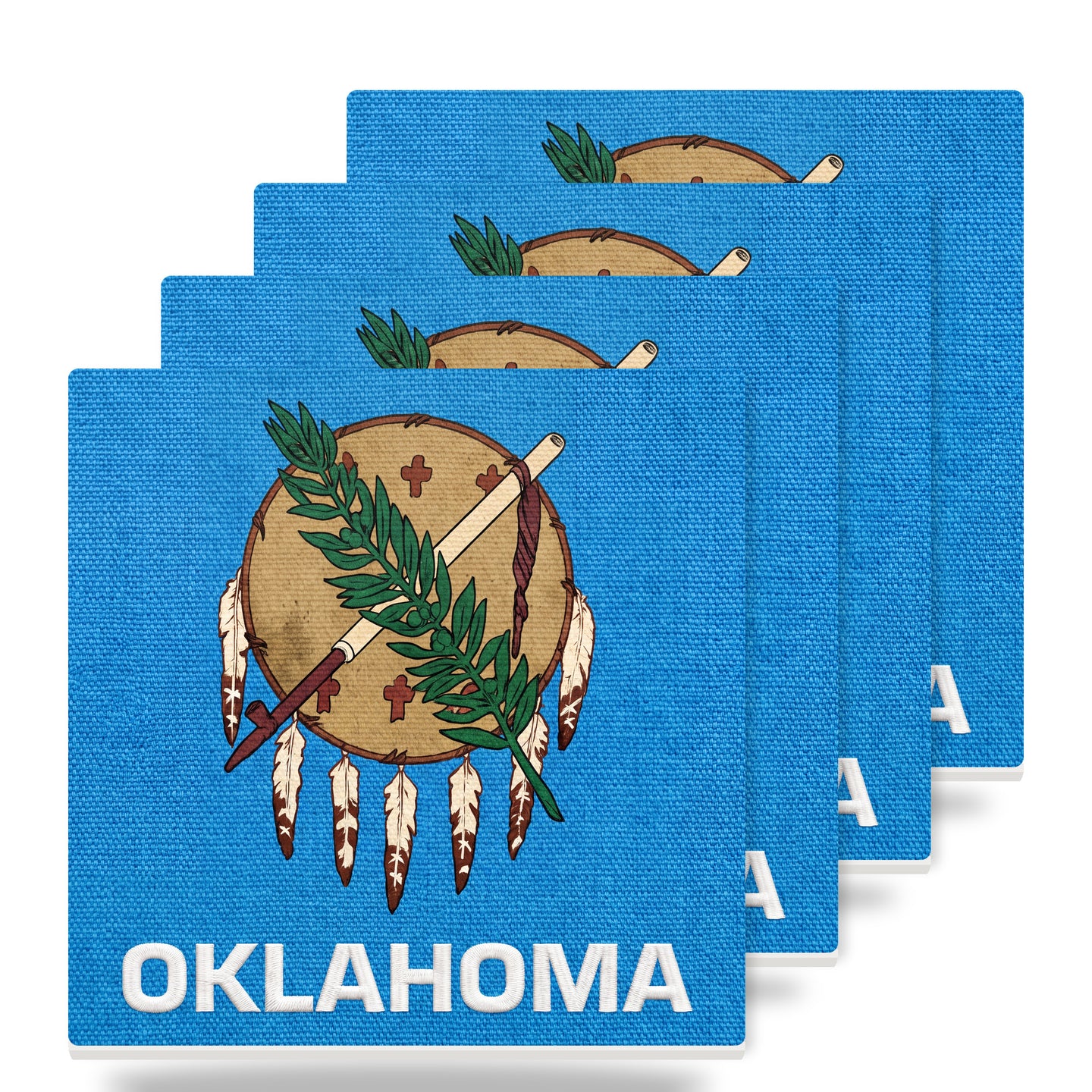 Oklahoma State Flag ceramic coasters set of 4
