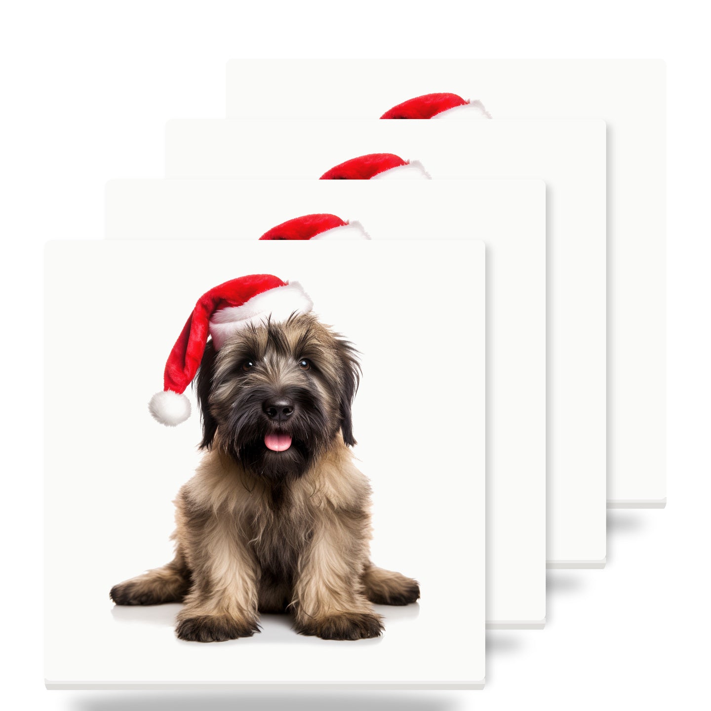 Briard Puppy ceramic coasters set of 4