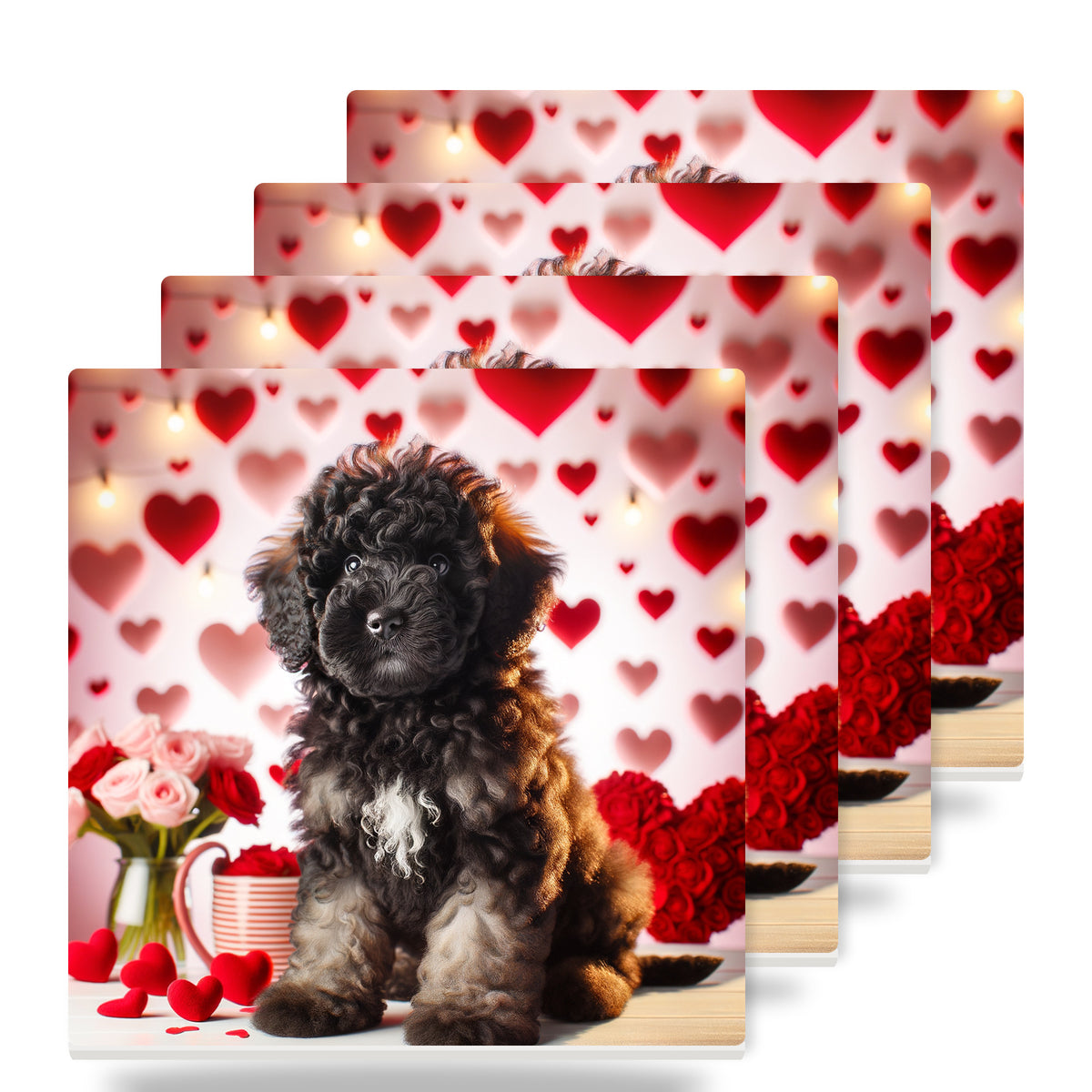 Poodle ceramic coasters set of 4