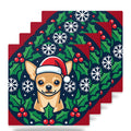 Chihuahua Christmas Ornament Art ceramic coasters set of 4