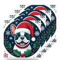 French Bulldog Christmas Ornament Art ceramic coasters set of 4