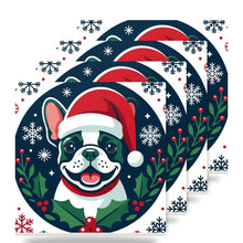 French Bulldog Christmas Ornament Art ceramic coasters set of 4