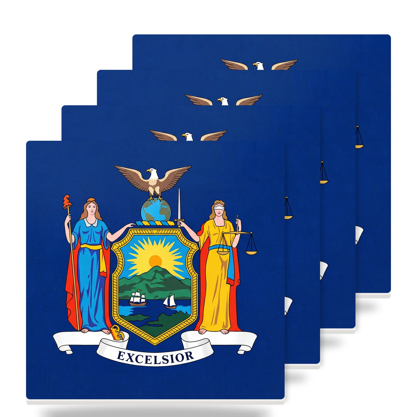 New York State Flag ceramic coasters set of 4