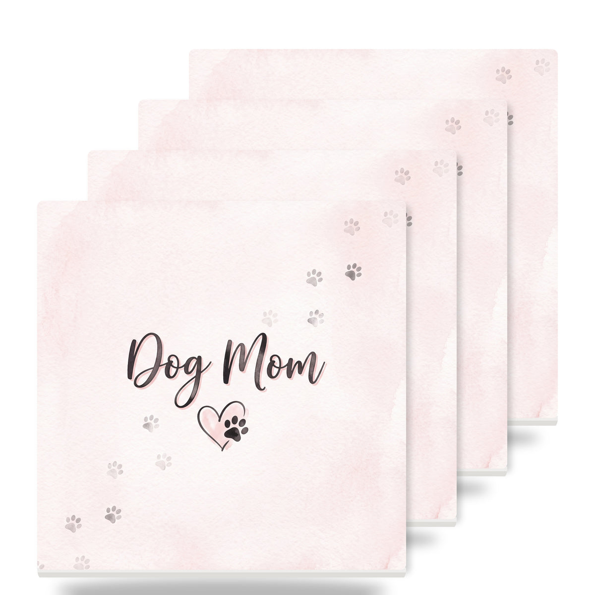 Dog Mom Heart Paw ceramic coasters set of 4