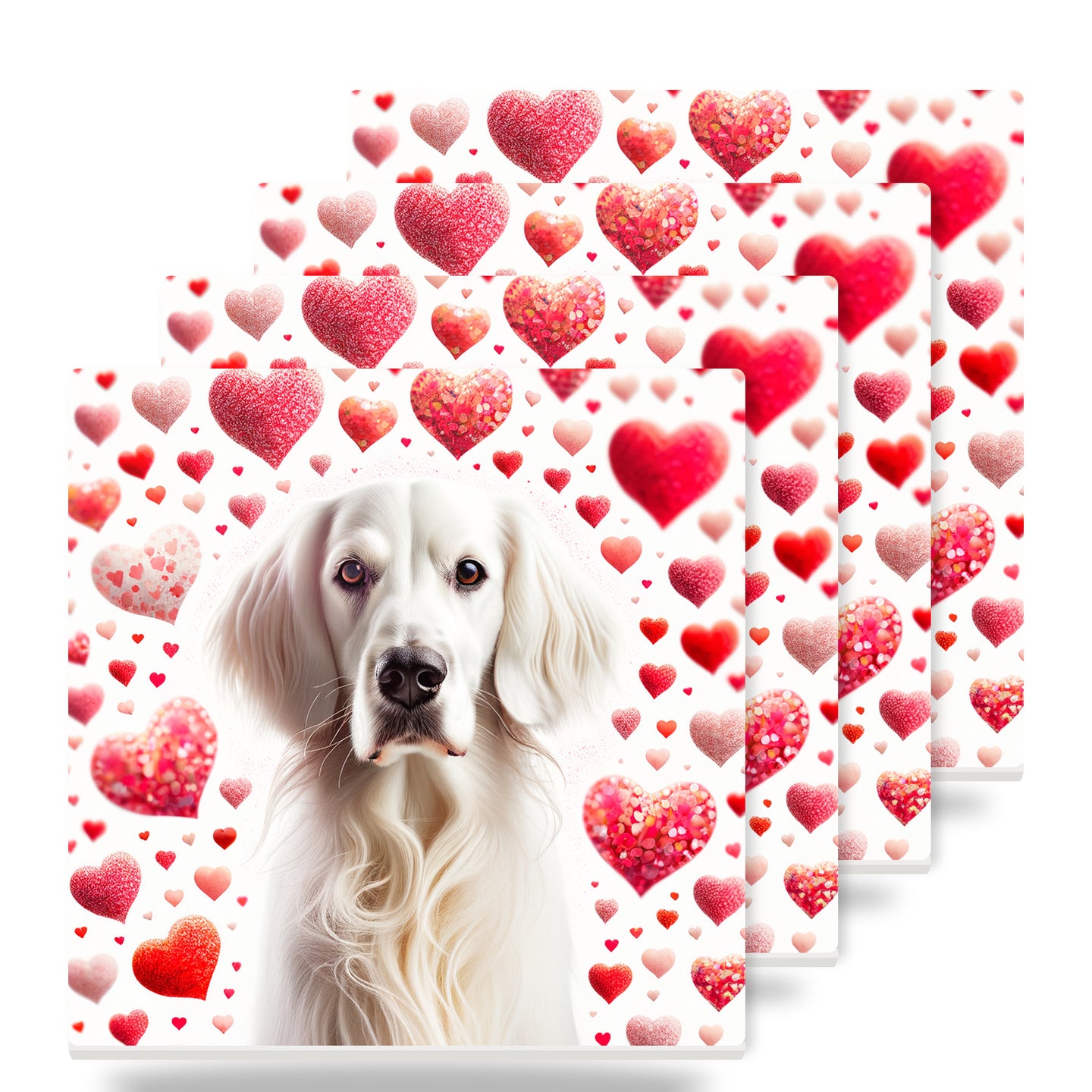 English Setter ceramic coasters set of 4