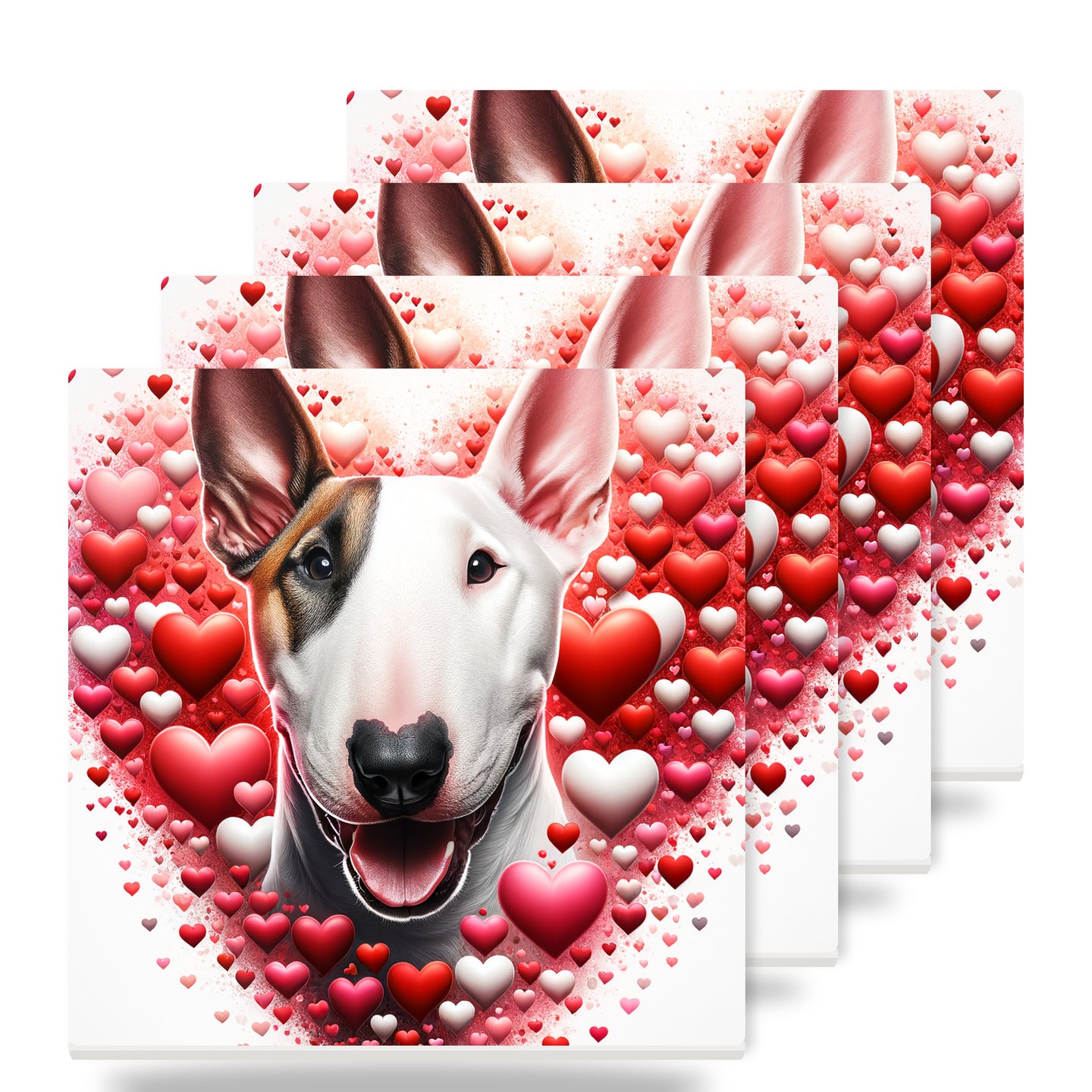 Bull Terrier ceramic coasters set of 4