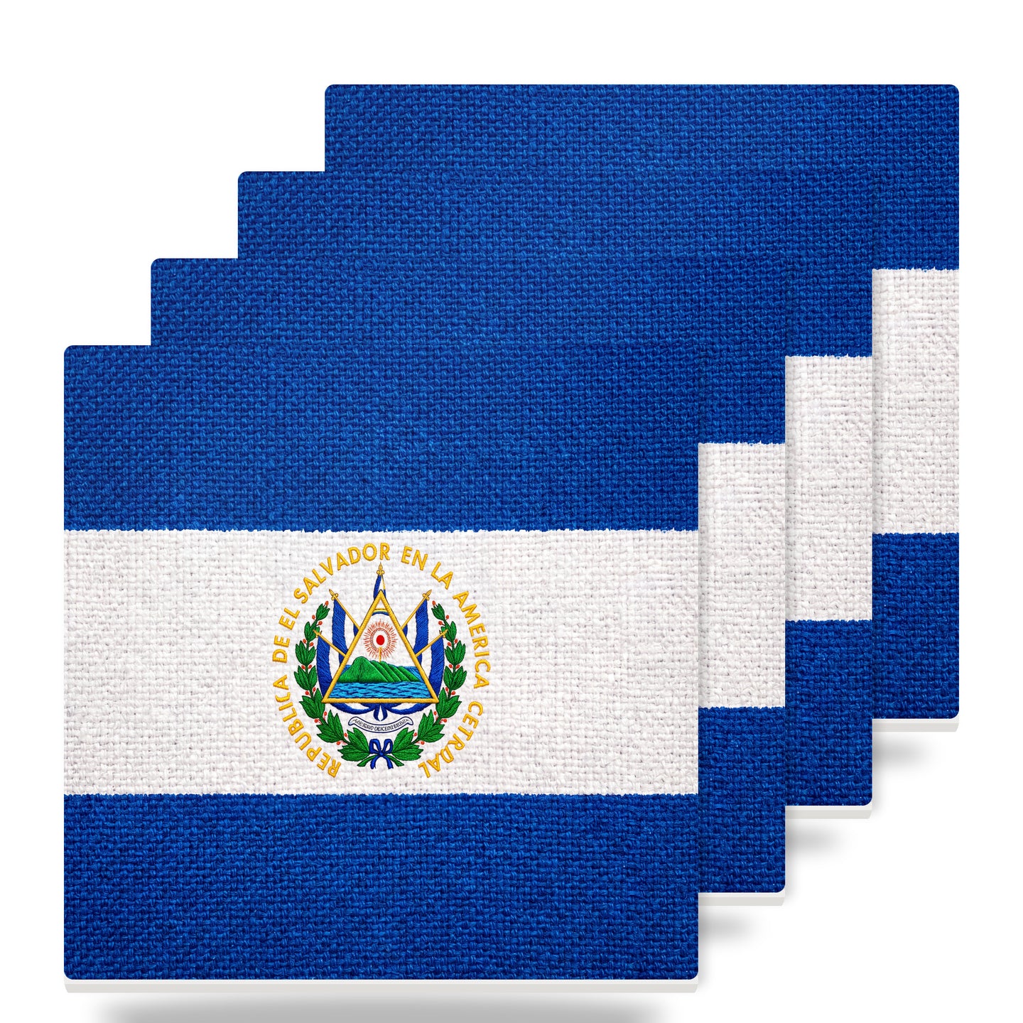 El Salvador Flag Pride ceramic coasters set of 4