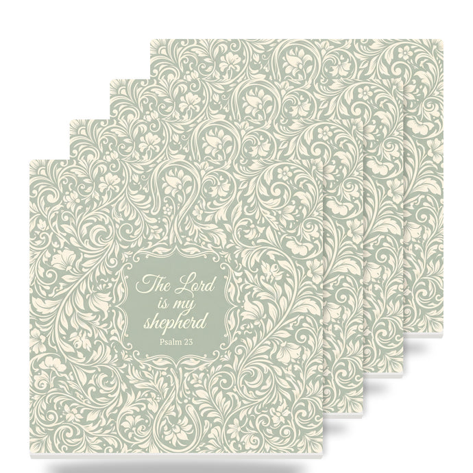 Psalm 23 ceramic coasters set of 4