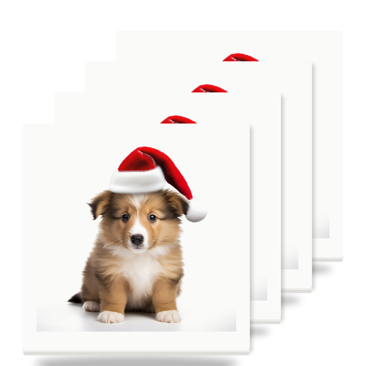 Shetland Sheepdog Puppy ceramic coasters set of 4