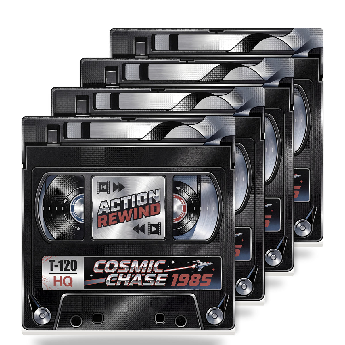 VHS Tape ceramic coasters set of 4