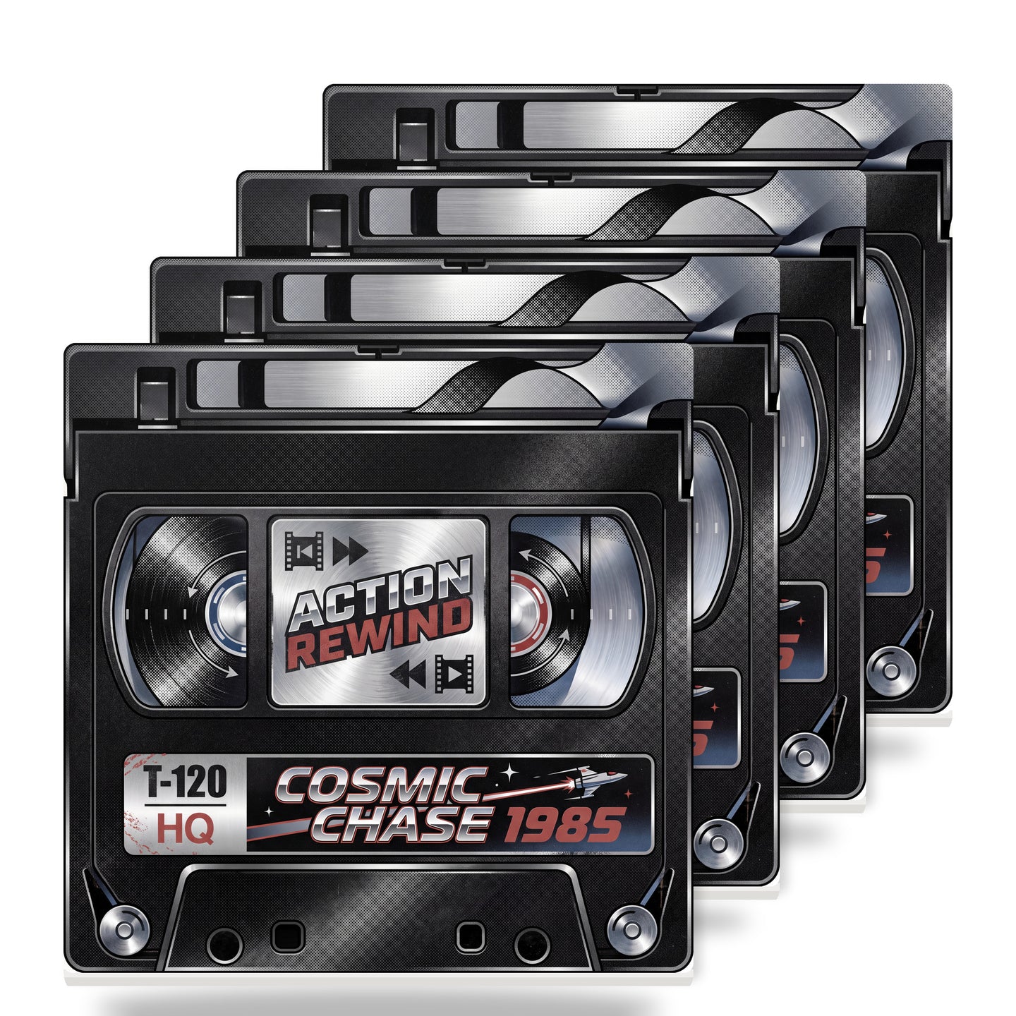 VHS Tape ceramic coasters set of 4
