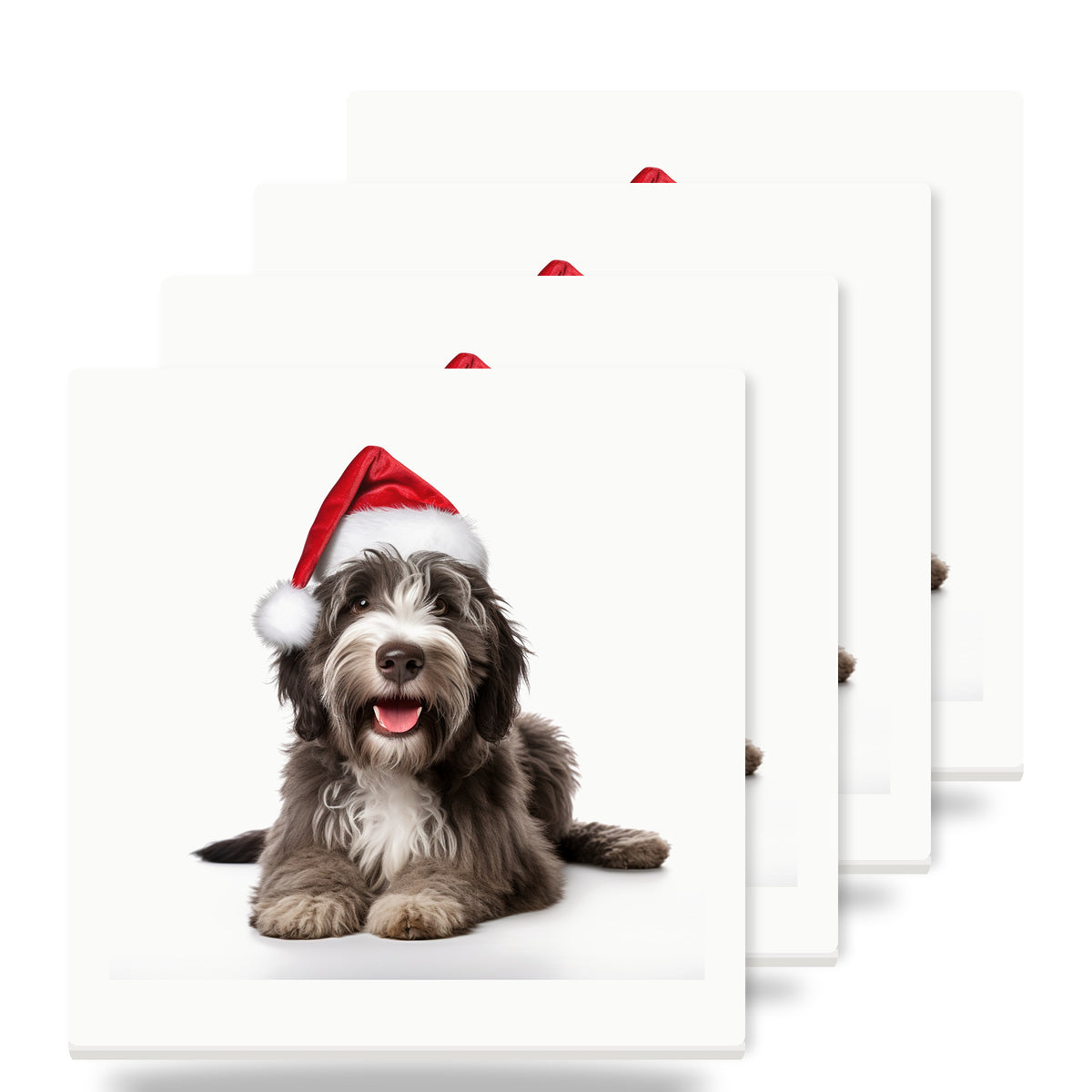 Bergamasco Sheepdog Puppy ceramic coasters set of 4