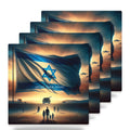 Israeli Flag Sunrise ceramic coasters set of 4