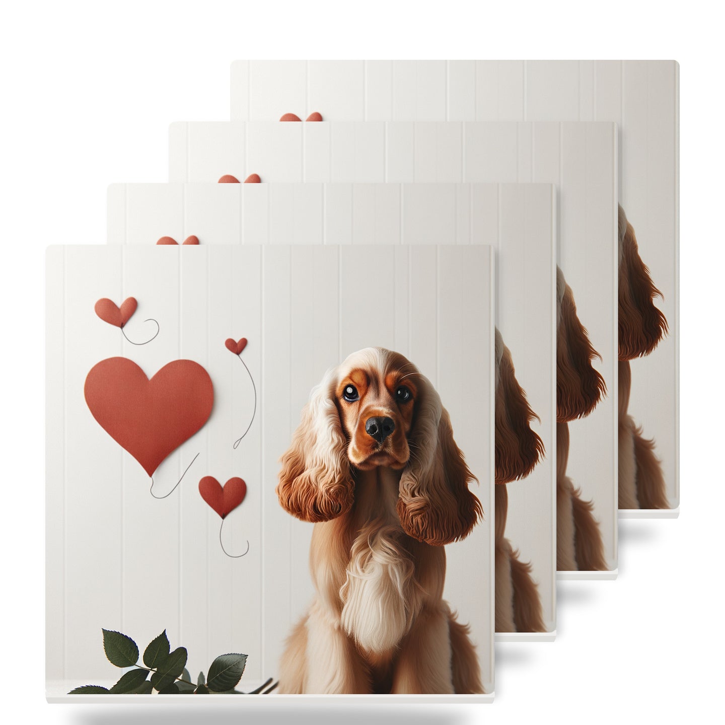 English Cocker Spaniel ceramic coasters set of 4