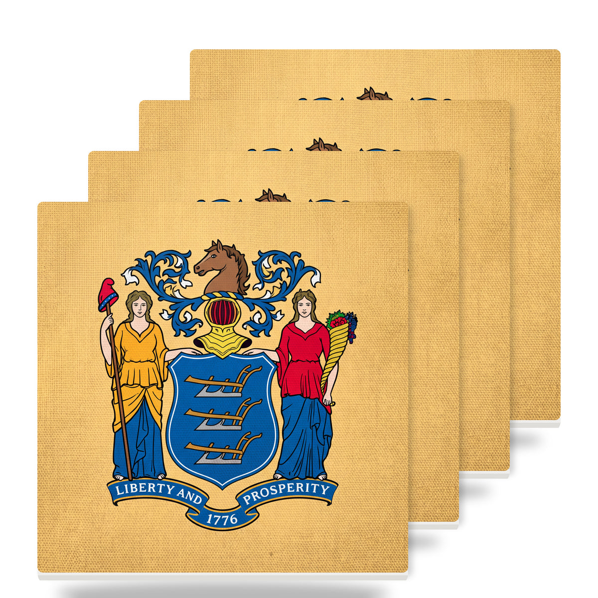 New Jersey State Flag ceramic coasters set of 4