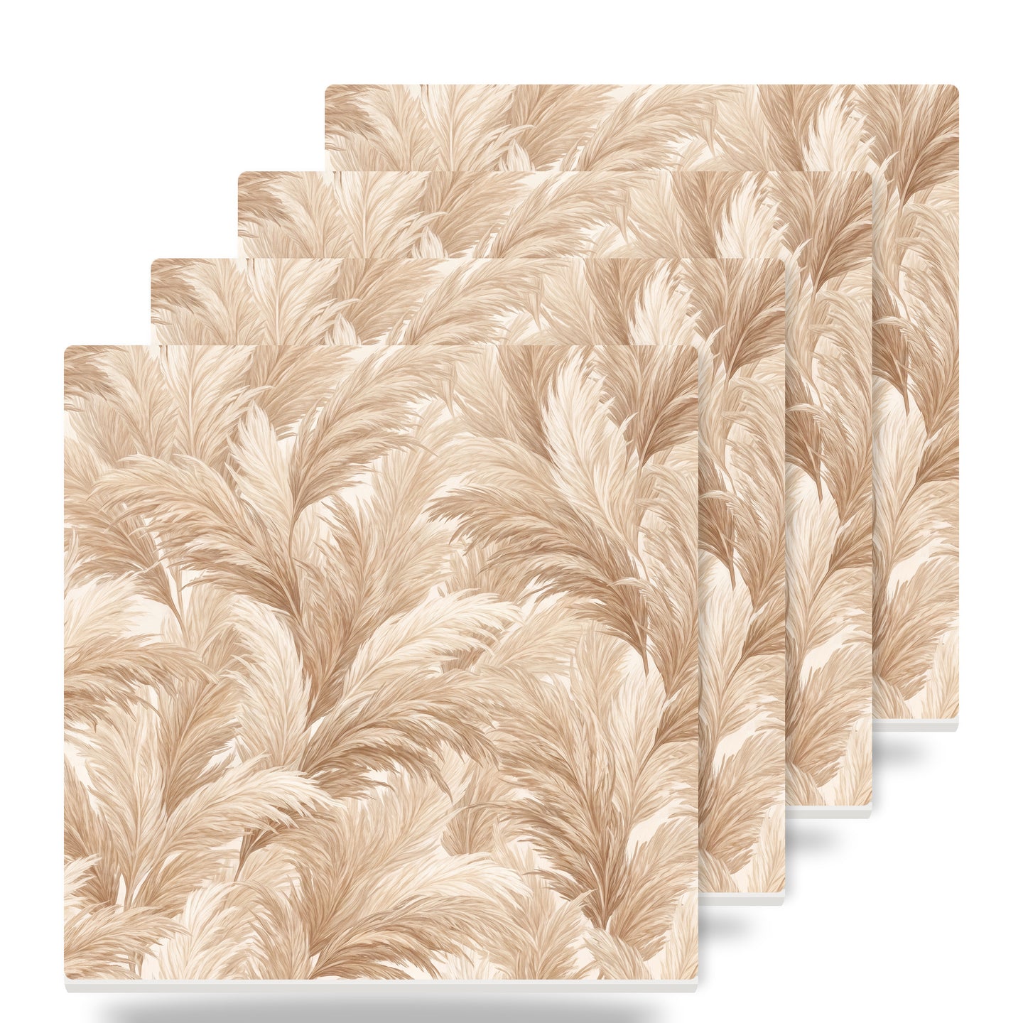 Boho Pampas ceramic coasters set of 4