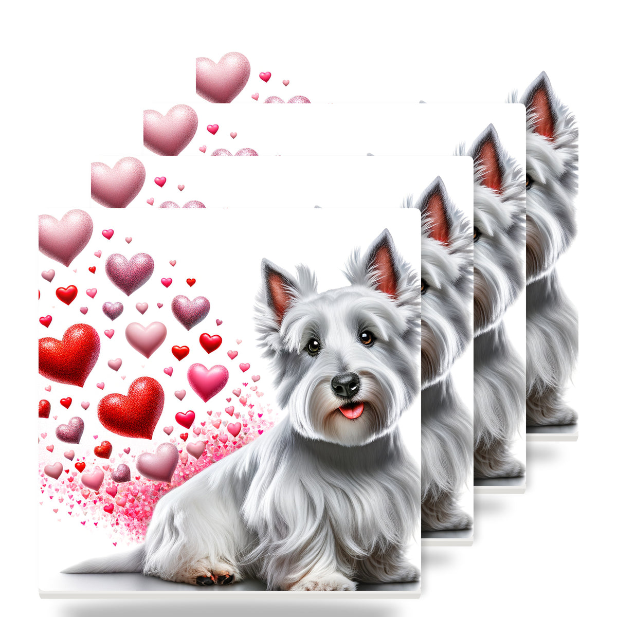 West Highland White Terrier ceramic coasters set of 4