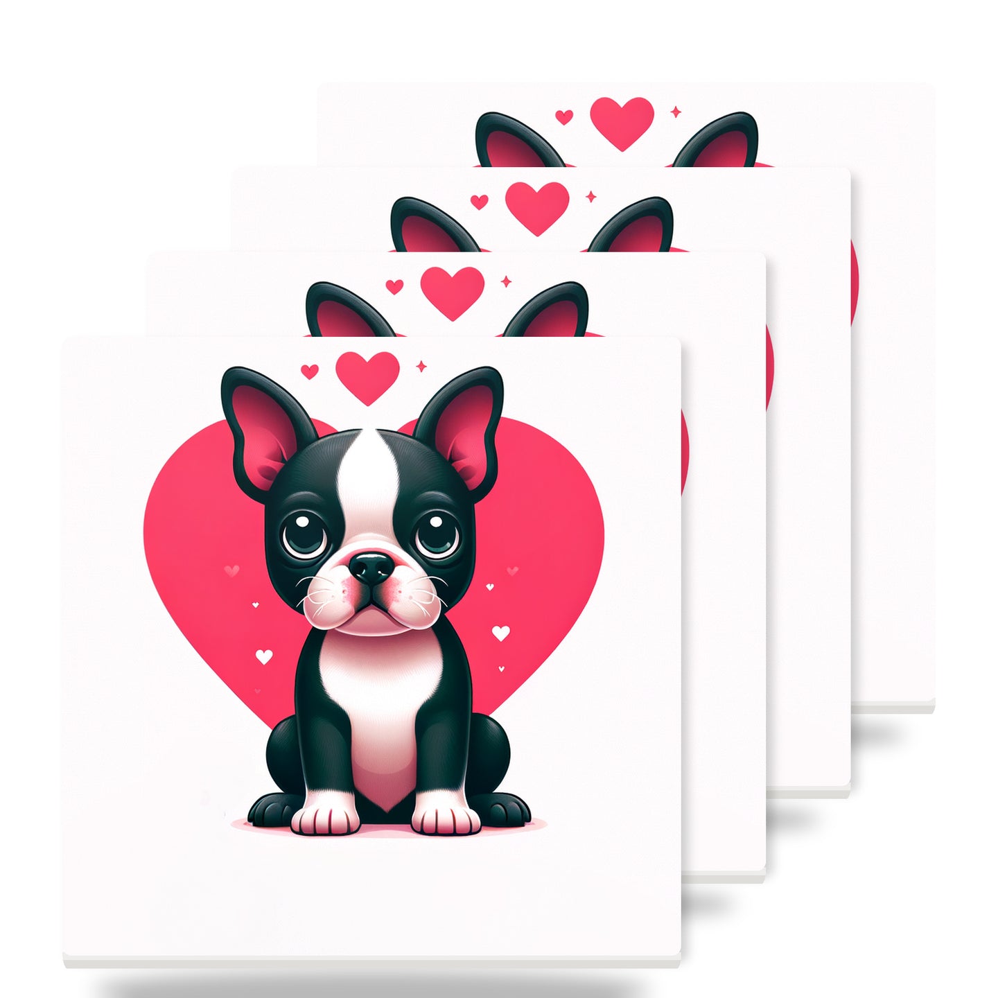 Boston Terrier ceramic coasters set of 4