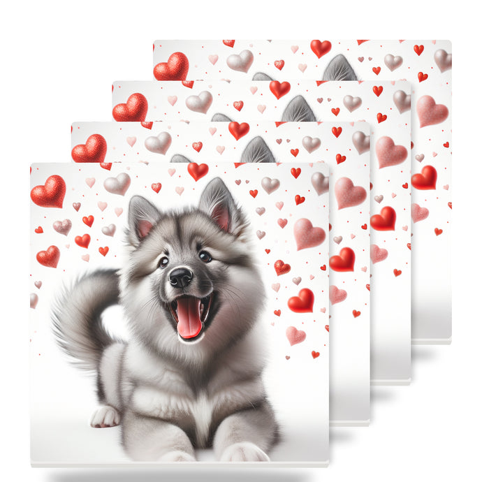 Keeshond ceramic coasters set of 4