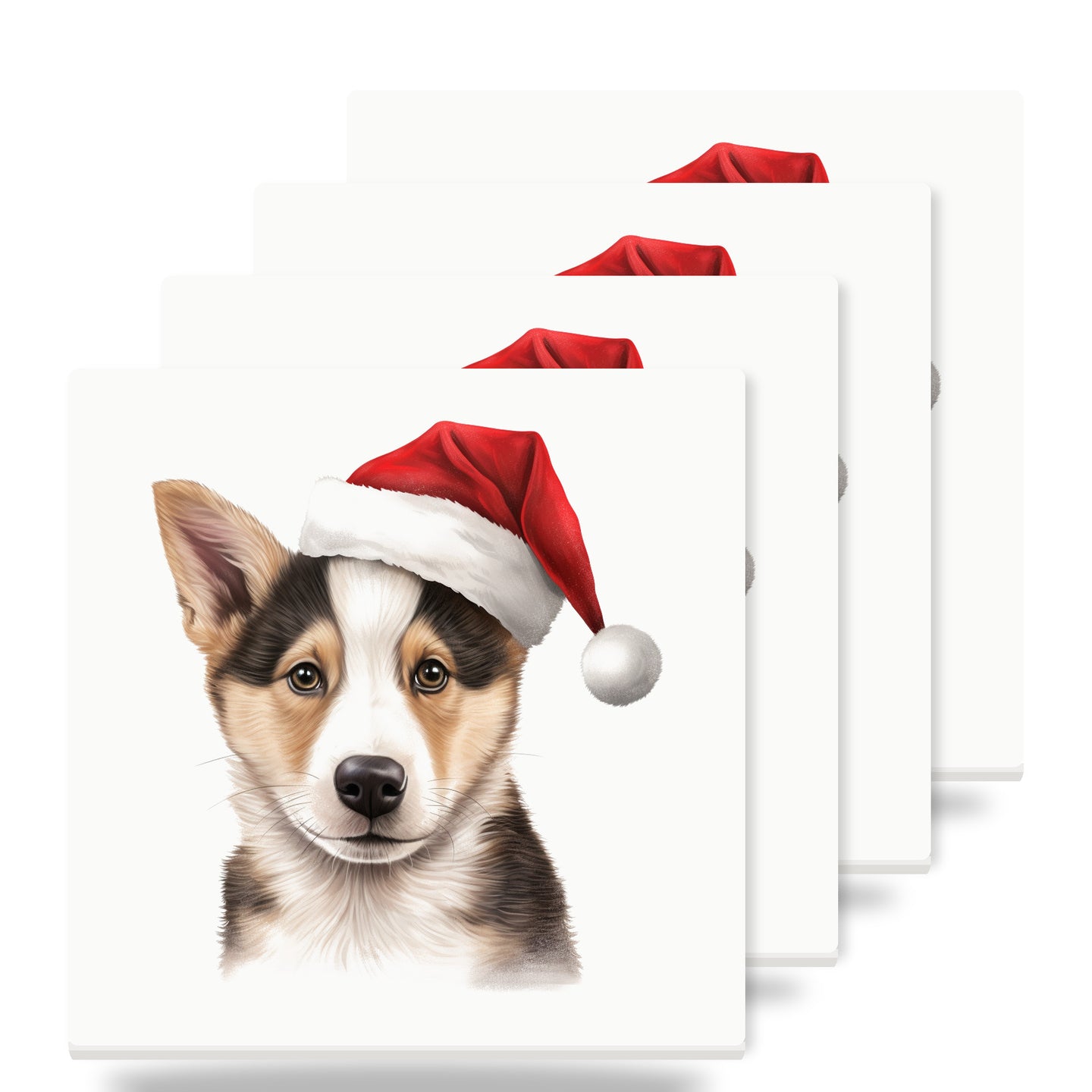 Canaan Dog Puppy Drawing ceramic coasters set of 4