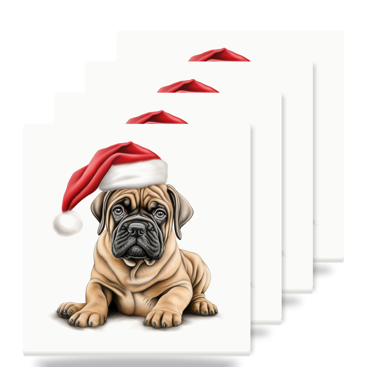 Bullmastiff Puppy Drawing ceramic coasters set of 4