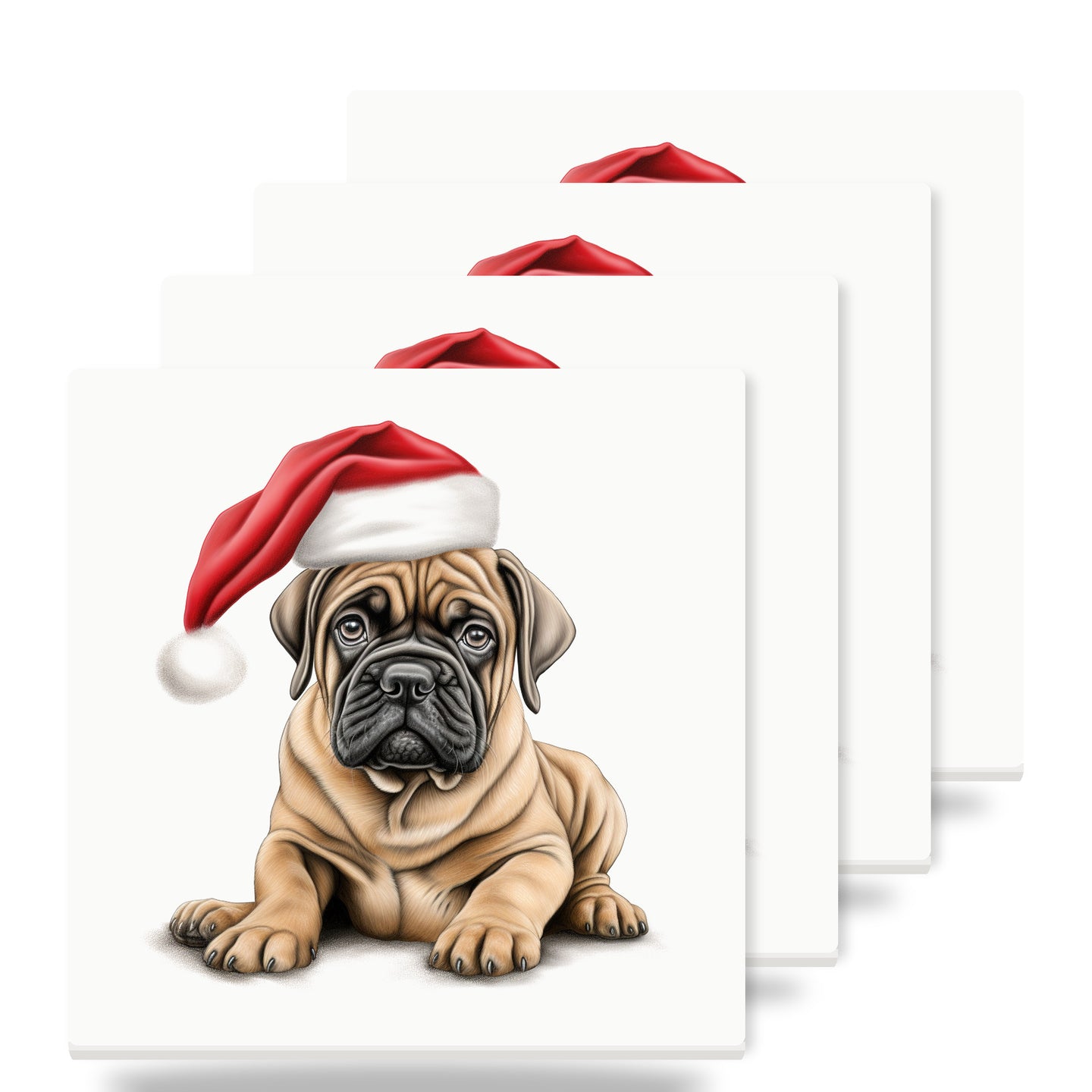 Bullmastiff Puppy Drawing ceramic coasters set of 4