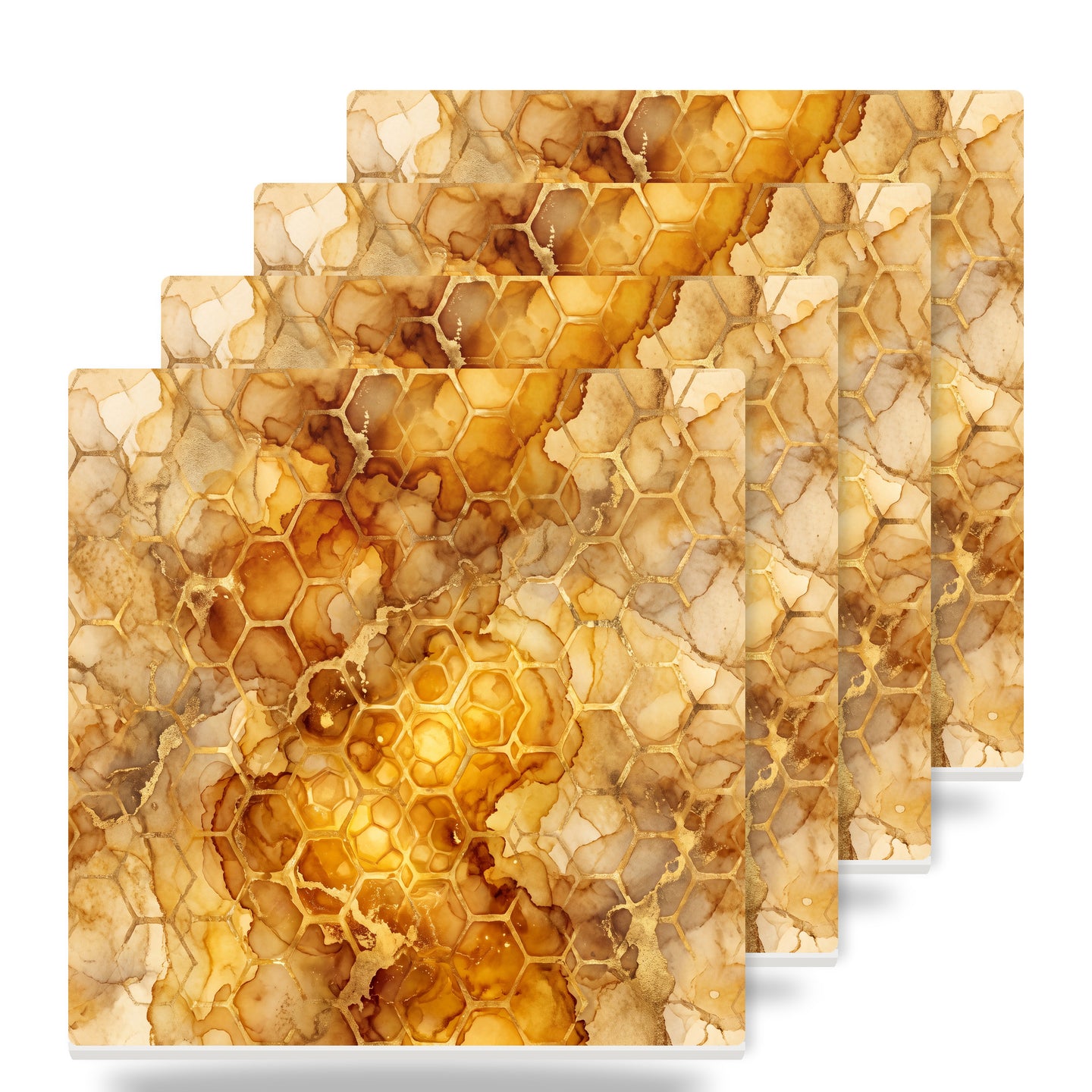 Honeycomb Hexagon ceramic coasters set of 4