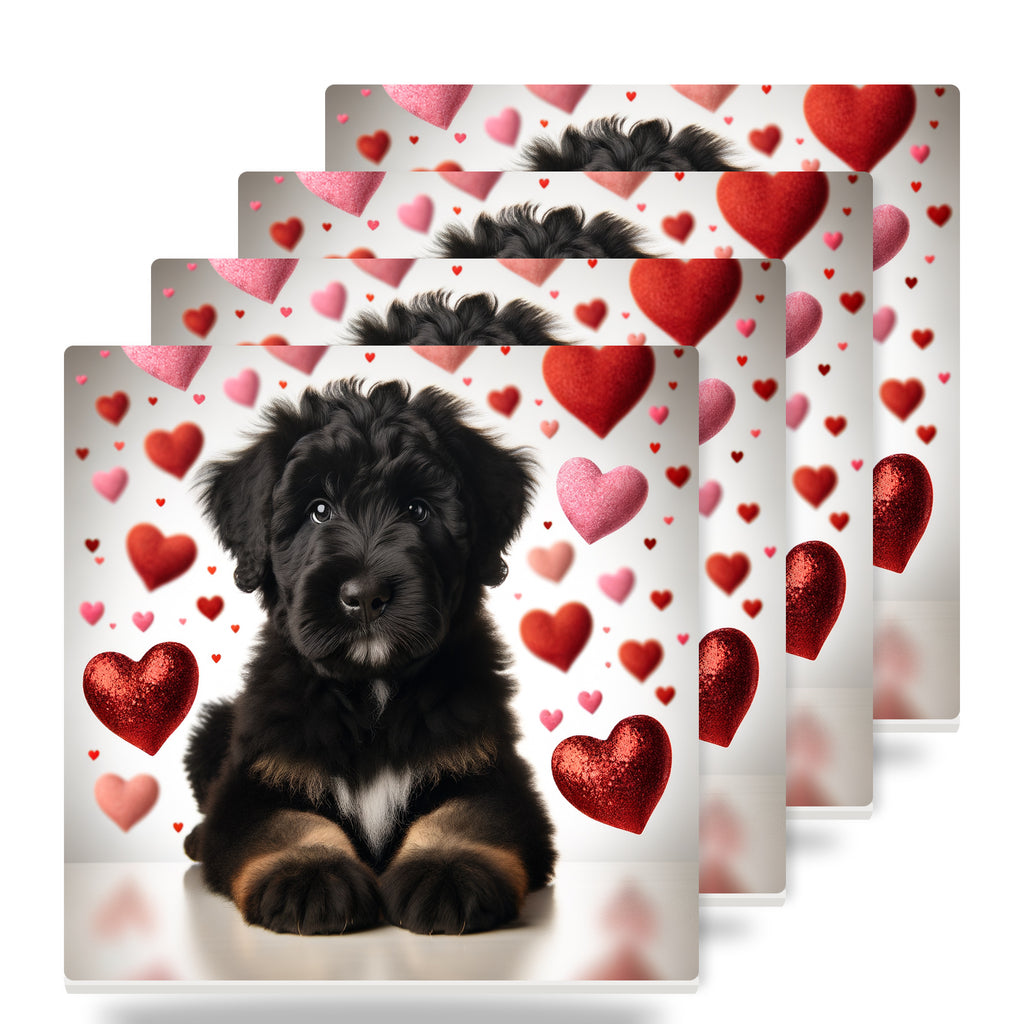 Bernedoodle ceramic coasters set of 4