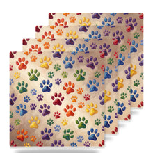 Colorful Paw Prints ceramic coasters set of 4