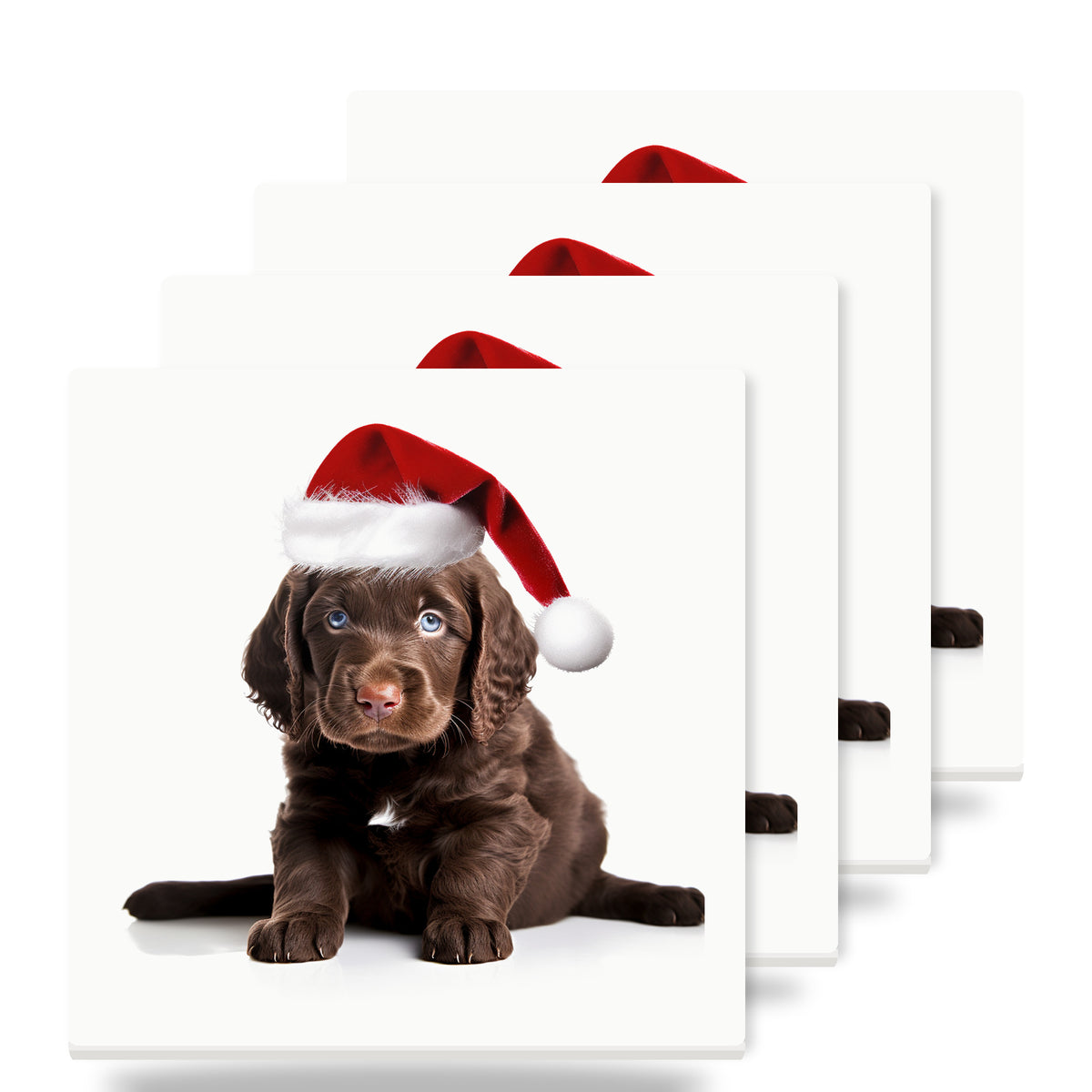 American Water Spaniel Puppy ceramic coasters set of 4