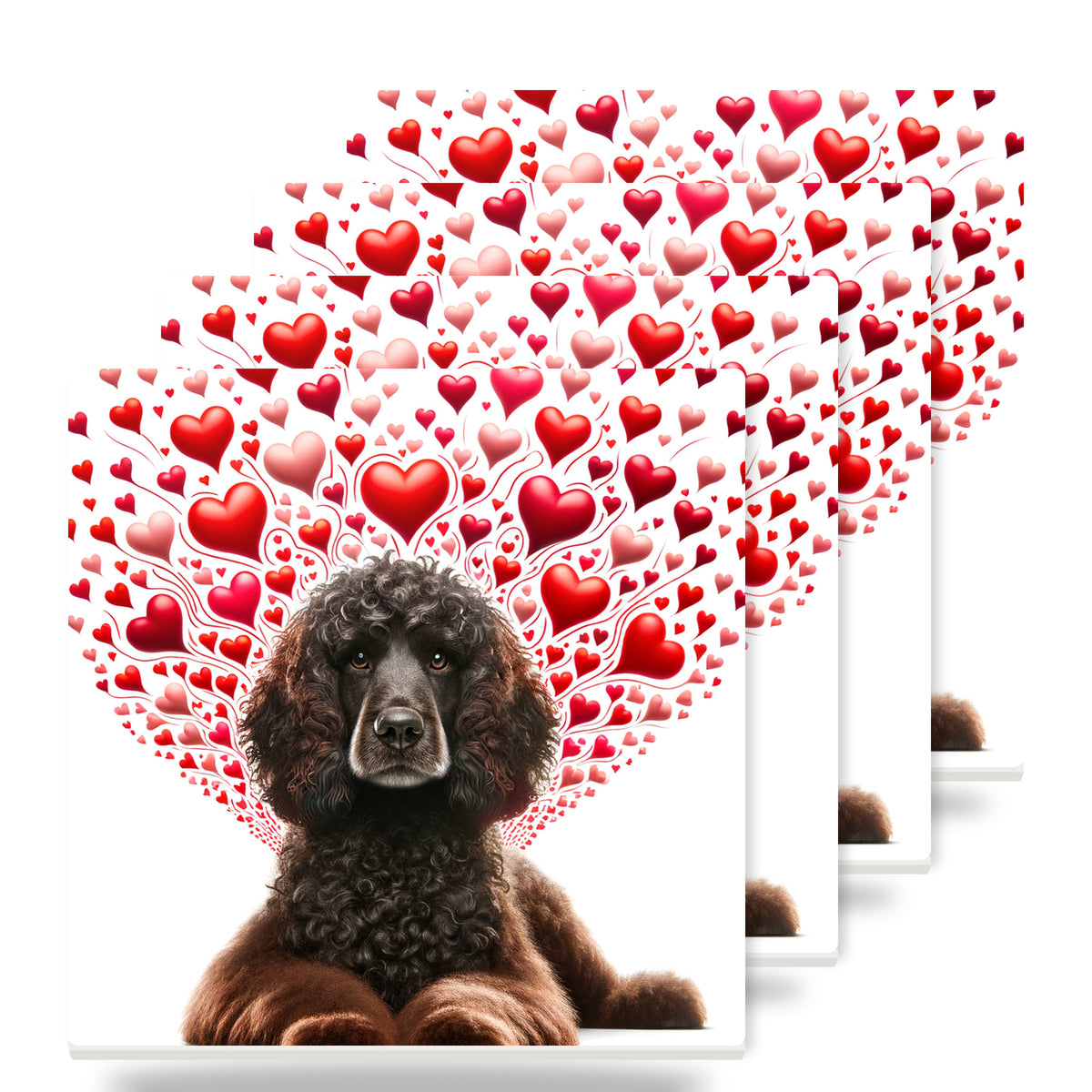 Irish Water Spaniel ceramic coasters set of 4