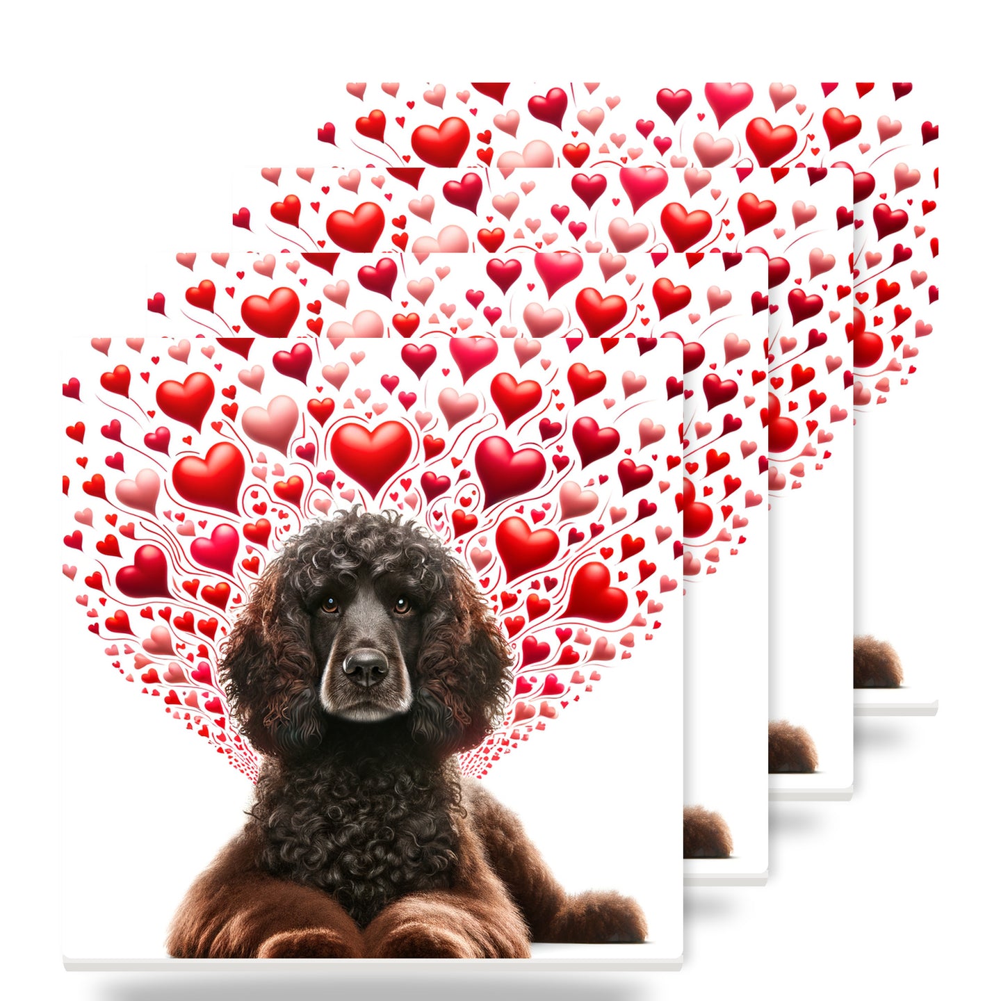 Irish Water Spaniel ceramic coasters set of 4
