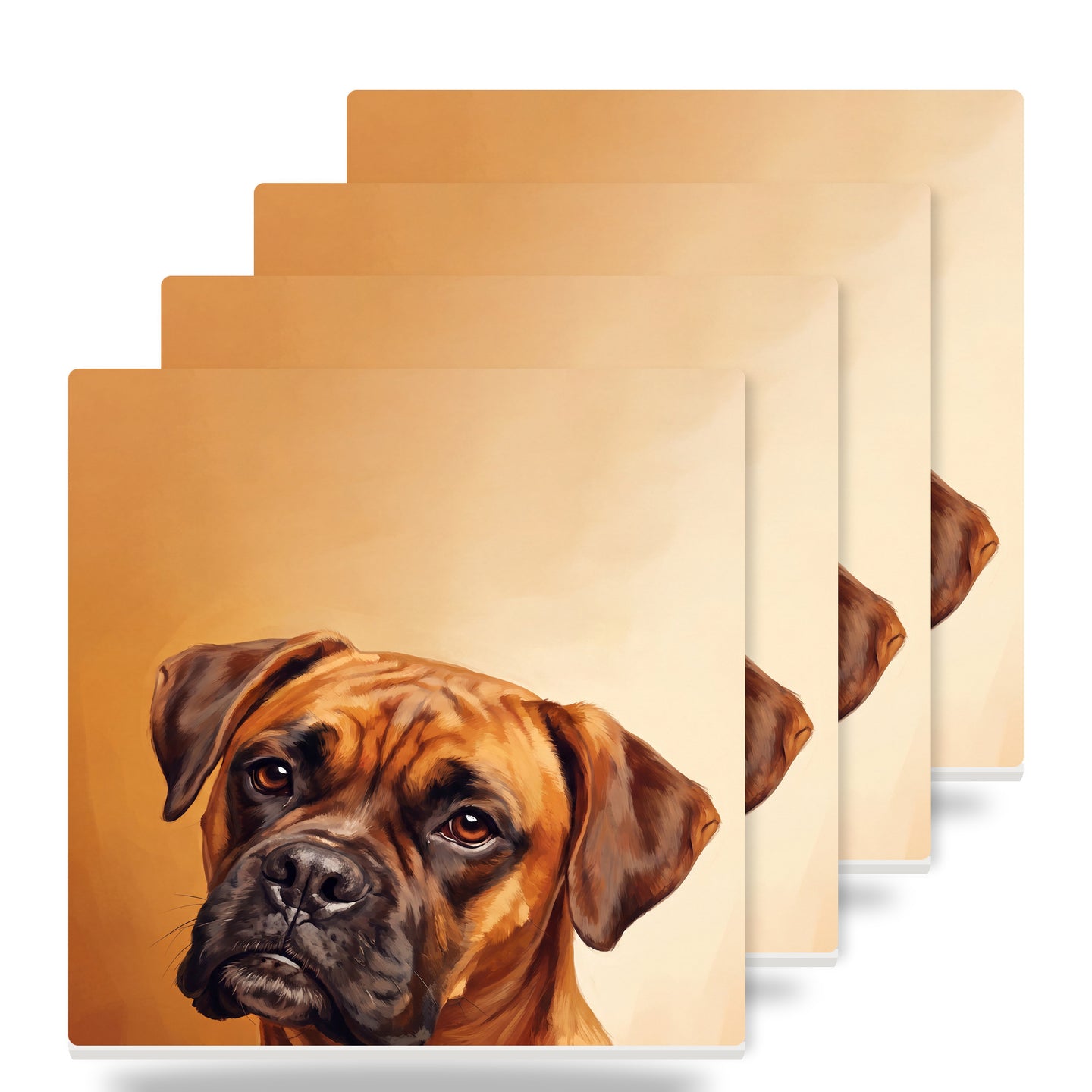 Boxer Portrait ceramic coasters set of 4