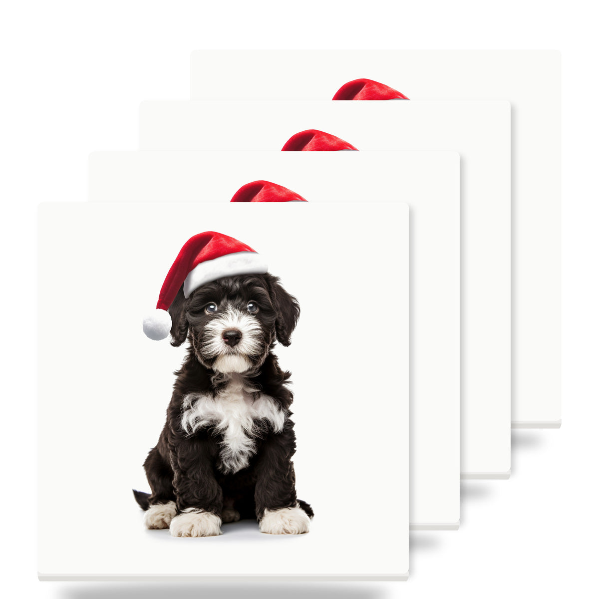 Portuguese Water Dog Puppy ceramic coasters set of 4