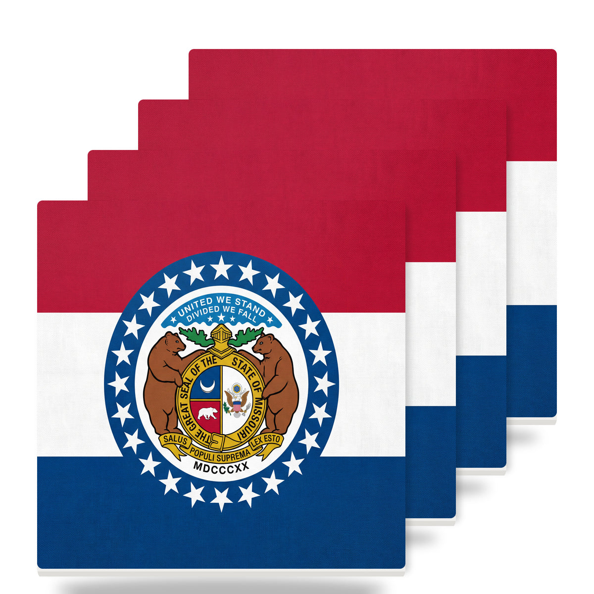 Missouri State Flag ceramic coasters set of 4