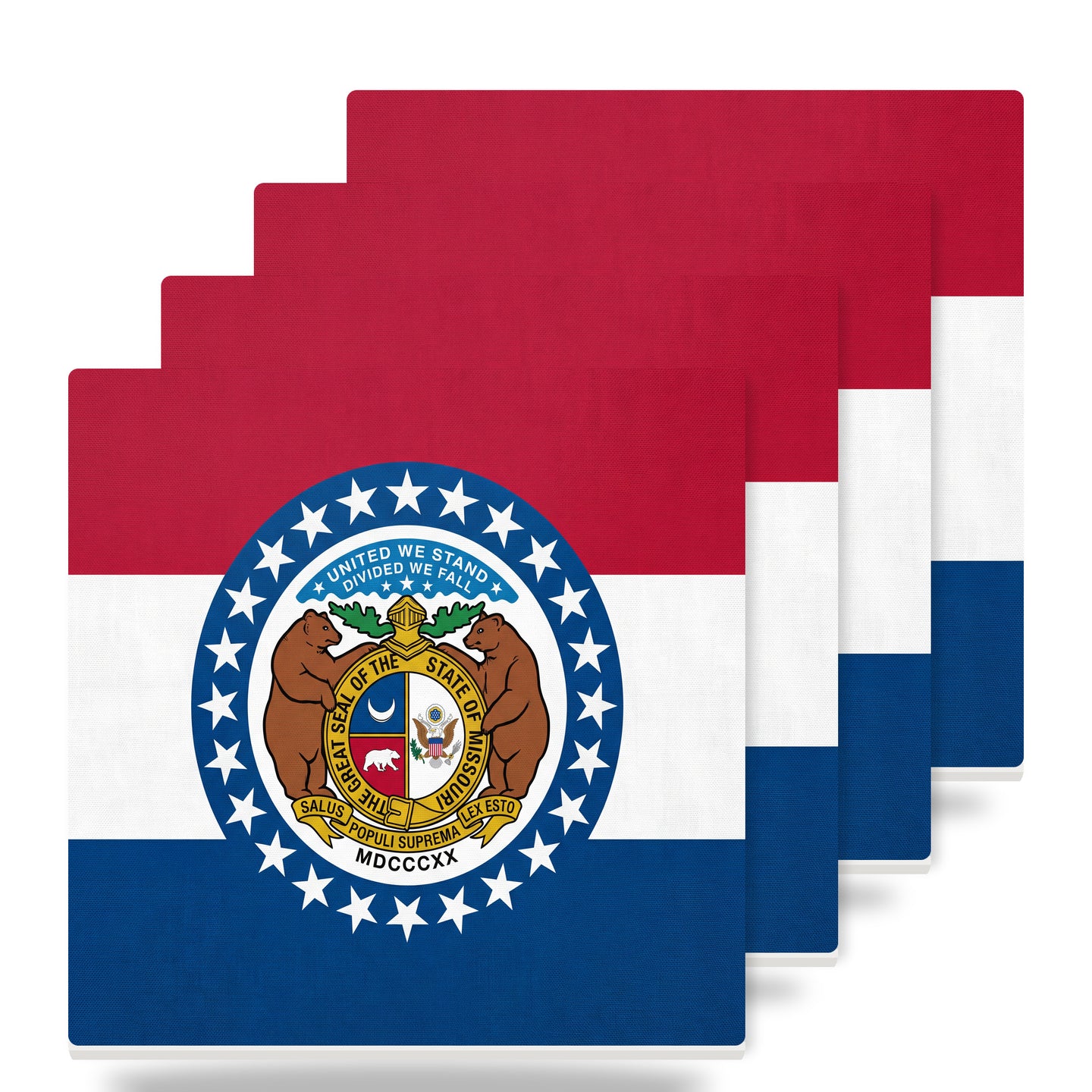 Missouri State Flag ceramic coasters set of 4