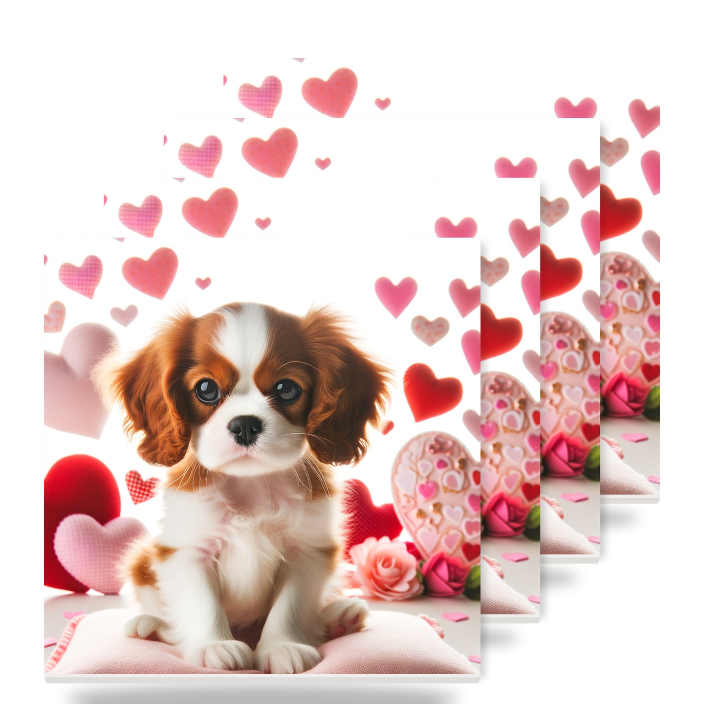 Cavalier King Charles Spaniel ceramic coasters set of 4