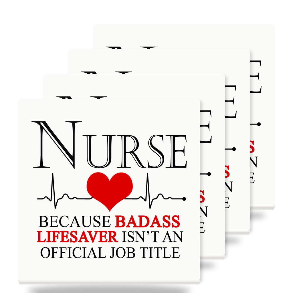 Nurse Because Badass Lifesaver Isn't Title ceramic coasters set of 4