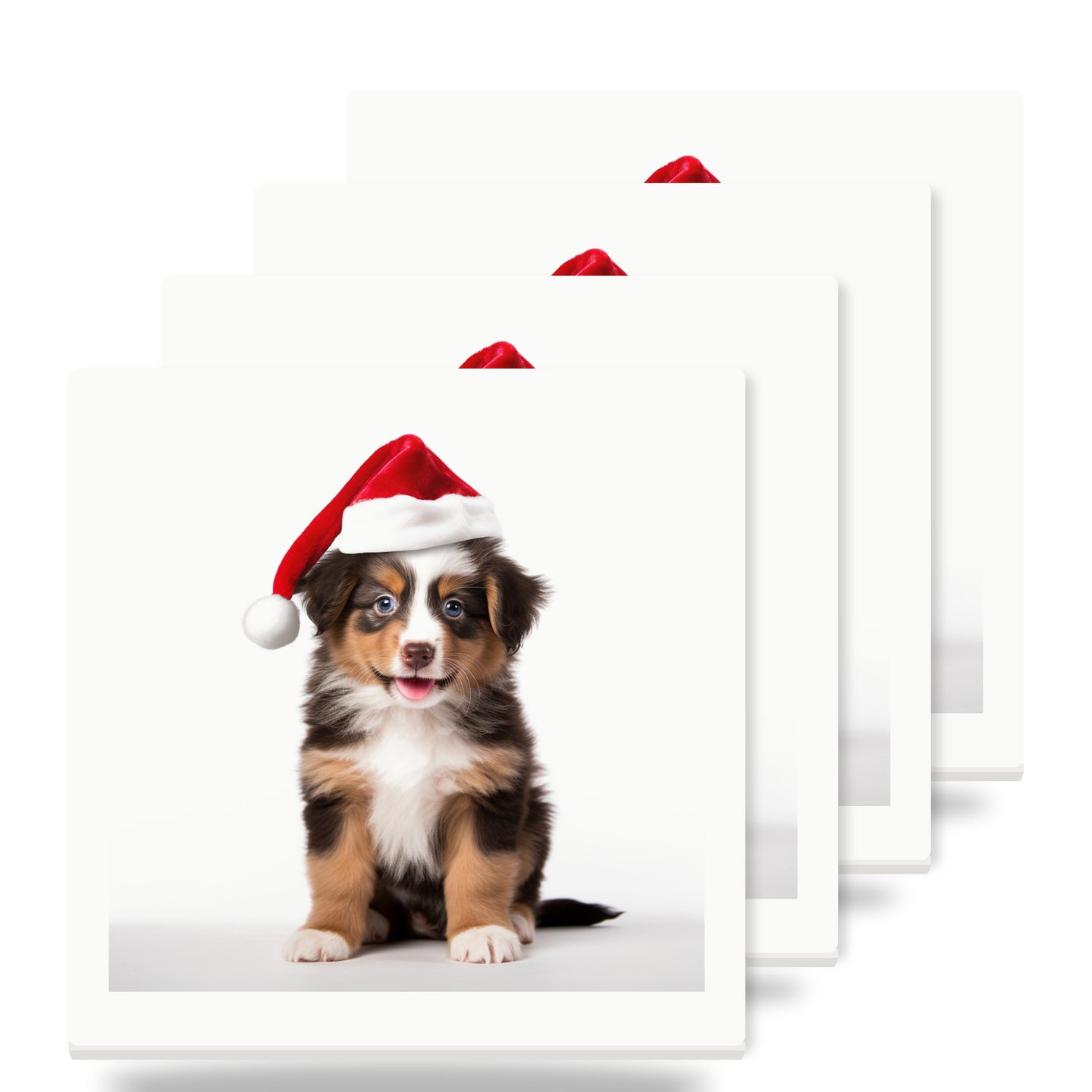 Miniature American Shepherd Puppy ceramic coasters set of 4