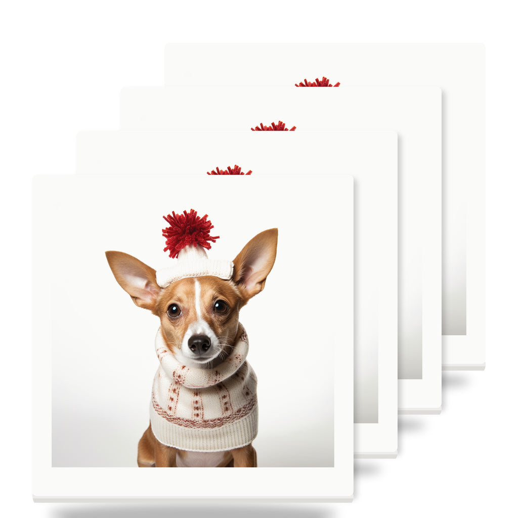 Portuguese Podengo Pequeno ceramic coasters set of 4