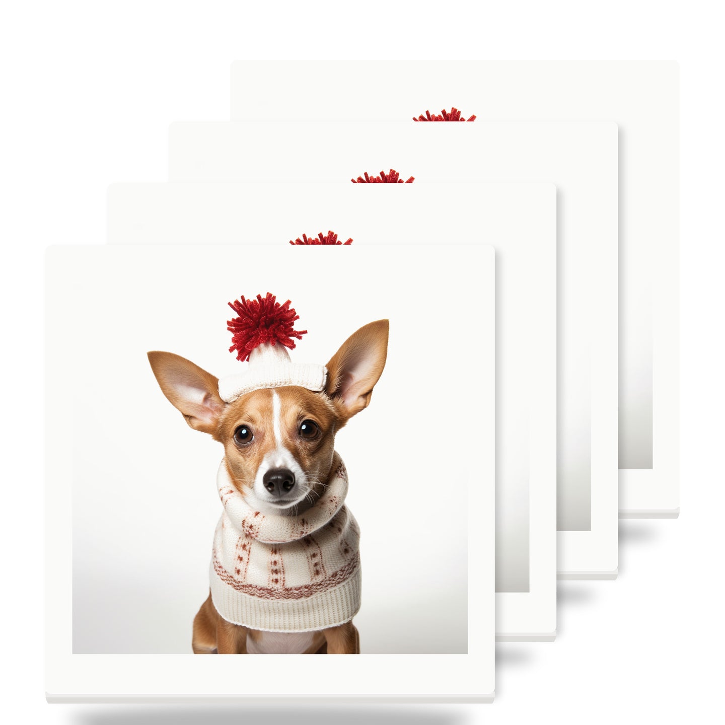 Portuguese Podengo Pequeno ceramic coasters set of 4