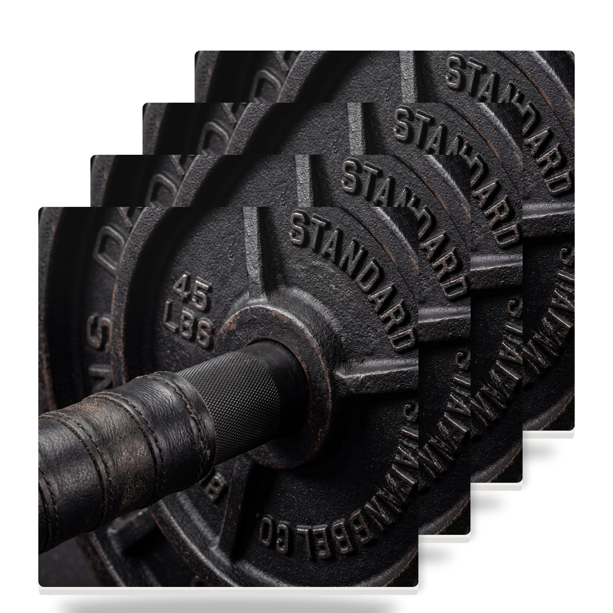 Barbell Lifting ceramic coasters set of 4