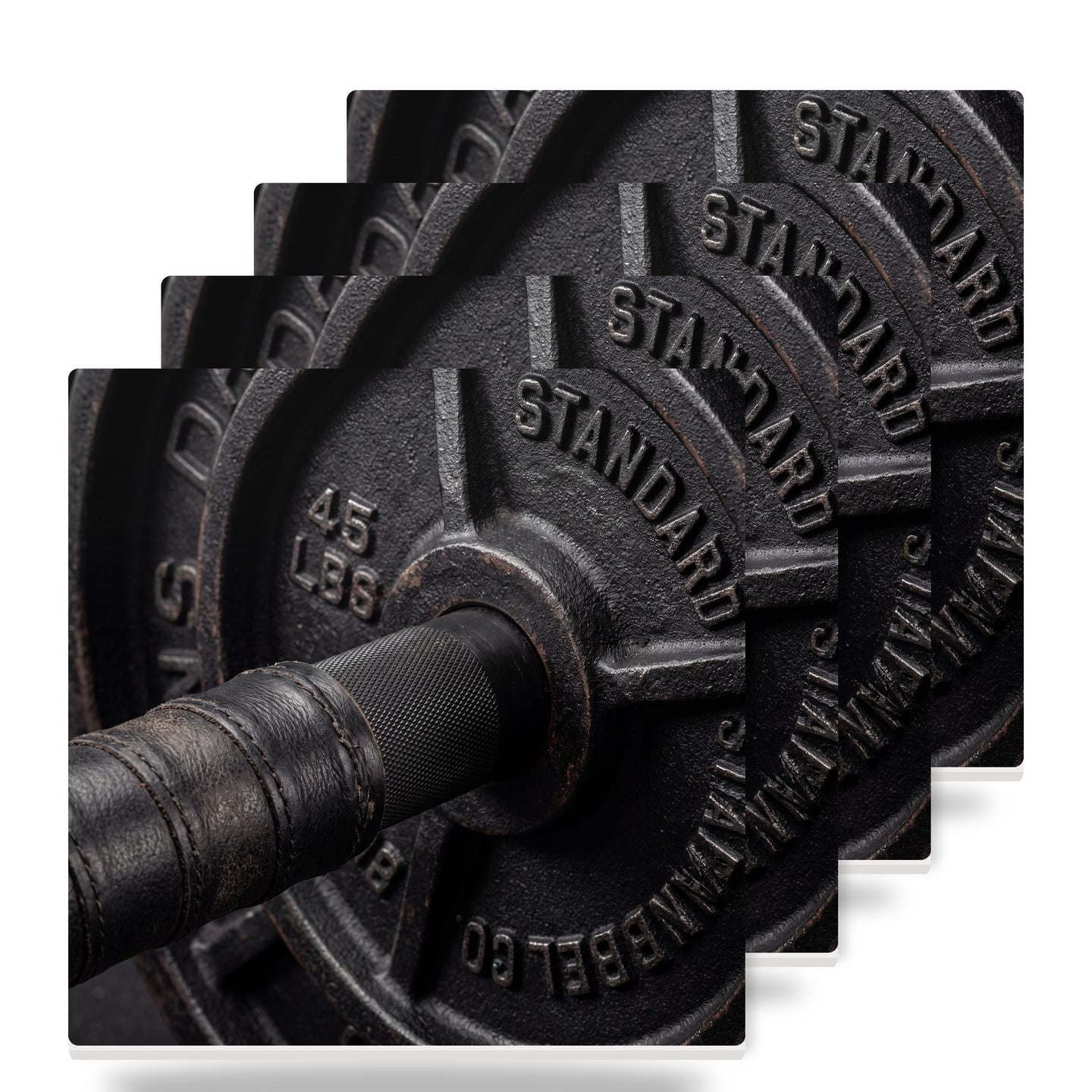 Barbell Lifting ceramic coasters set of 4